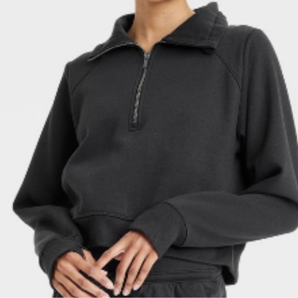 All in Motion Black Half-Zip Pullover-crop cut